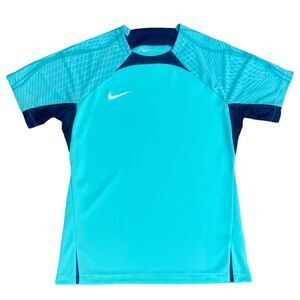 NIKE DRI-FIT Football Soccer T Shirt Vivid Mint Blue Women's Size M Short Sleeve